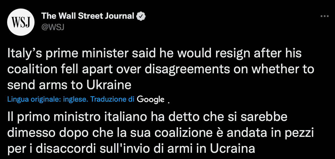 La propaganda Usa sulla crisi del governo Draghi