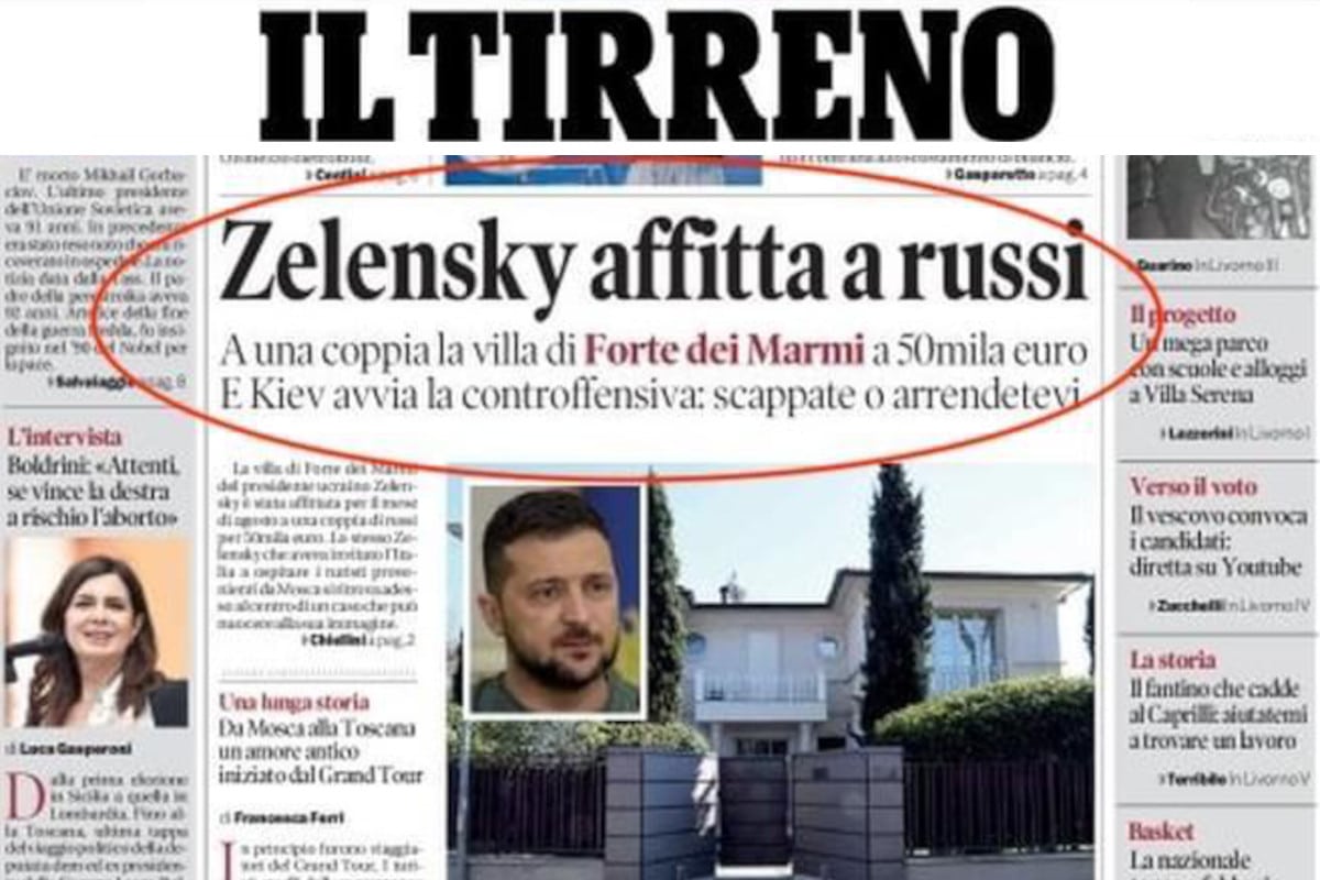 Zelensky affitta la villa a Forte dei Marmi a una coppia russa. Ma l’agenzia immobiliare smentisce l’indiscrezione