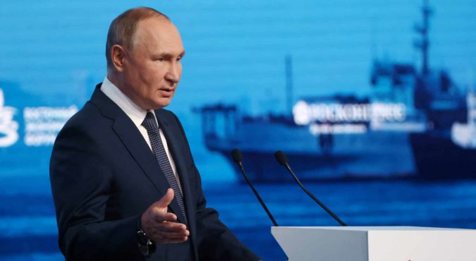 Russian President Vladimir Putin attends a plenary session of the Eastern Economic Forum in Vladivostok