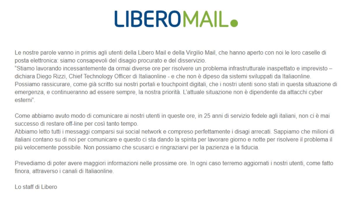Libero e Virgilio non funzionano da due giorni: caselle di posta bloccate di milioni di utenti