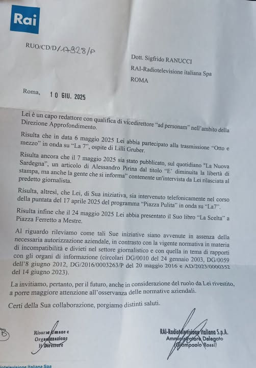 Dalla Rai lettera di avvertimento a Ranucci. La presidente della Vigilanza Floridia: “Clima ormai intollerabile”