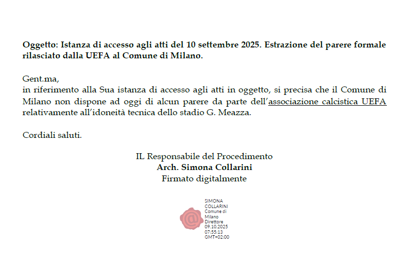 San Siro, il Comune ammette: “Non esiste il documento Uefa sull’inidoneità del Meazza”. Un nuovo accesso agli atti imbarazza Palazzo Marino