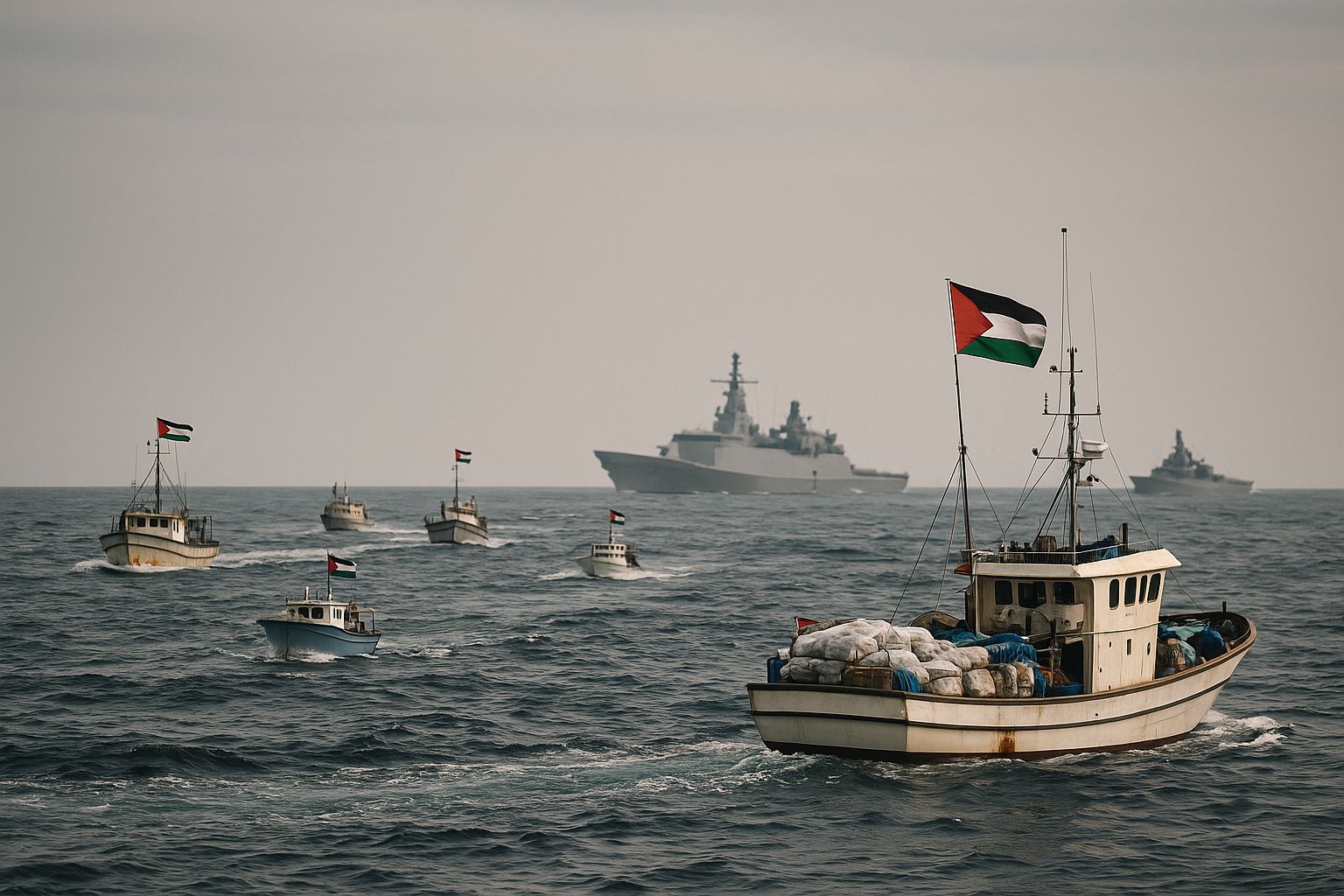 flotilla entra nella zona ad alto rischio ora 232 a 90 miglia da gaza mai una missione cos236 vicina ma cresce il timore di abbordaggio